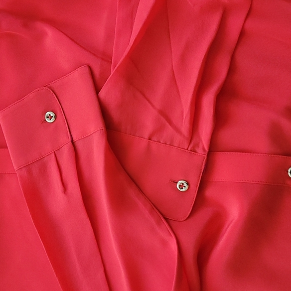 NWOT BR Red Silk button down shirt, size small - Picture 5 of 6